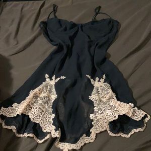 Black and Cream Lace Victoria’s Secret Slip